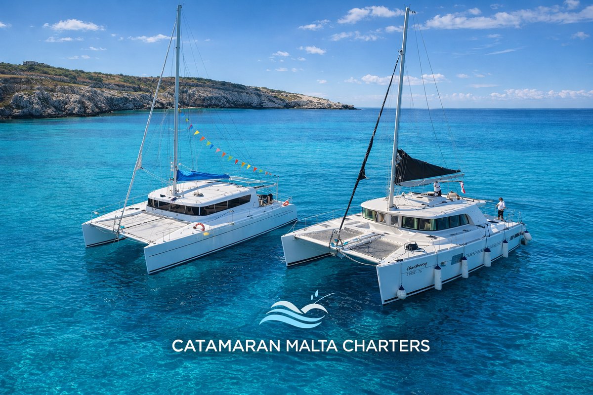 Catamaran Malta — 45ft sailing catamaran departing Sliema Ferries